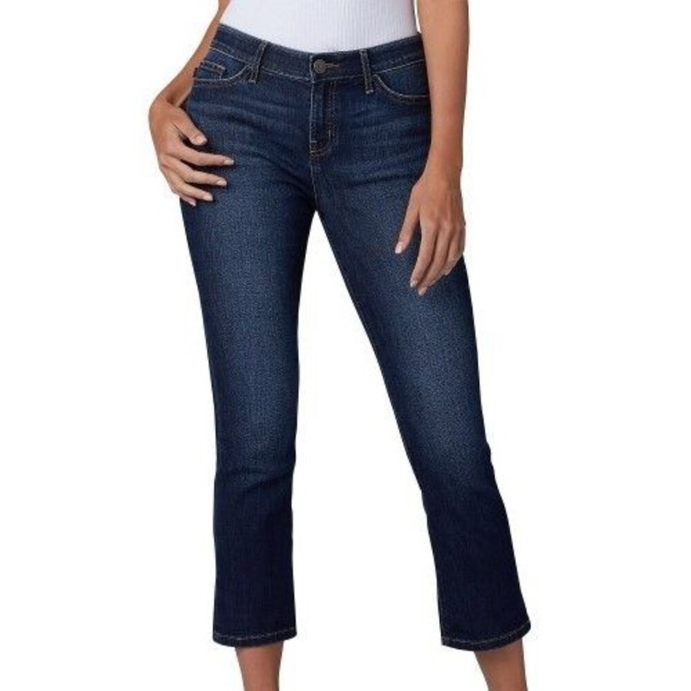 Lee Flex Motion Capri Jeans Womens 18 Blue Dark Wash Stretch NEW